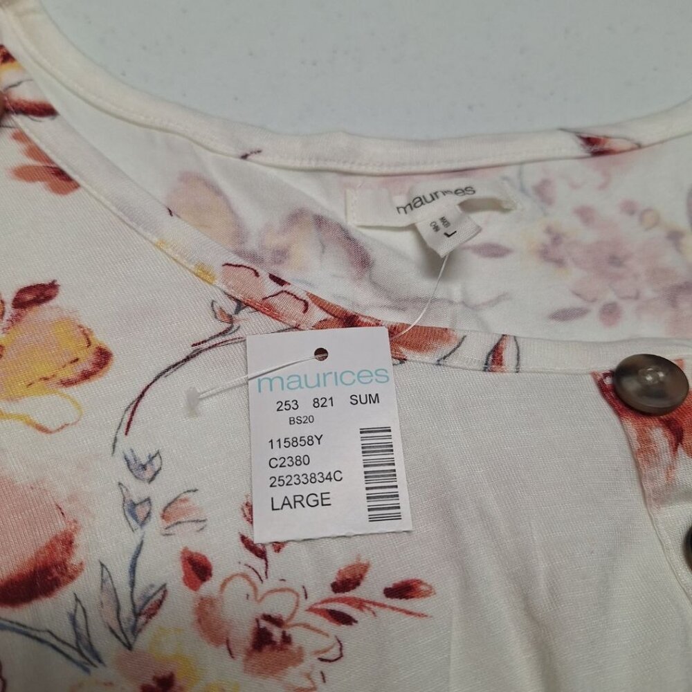 Maurices Floral Button Front Sleeveless Tiered Tank Top Womens Large Lightweight - Picture 5 of 9